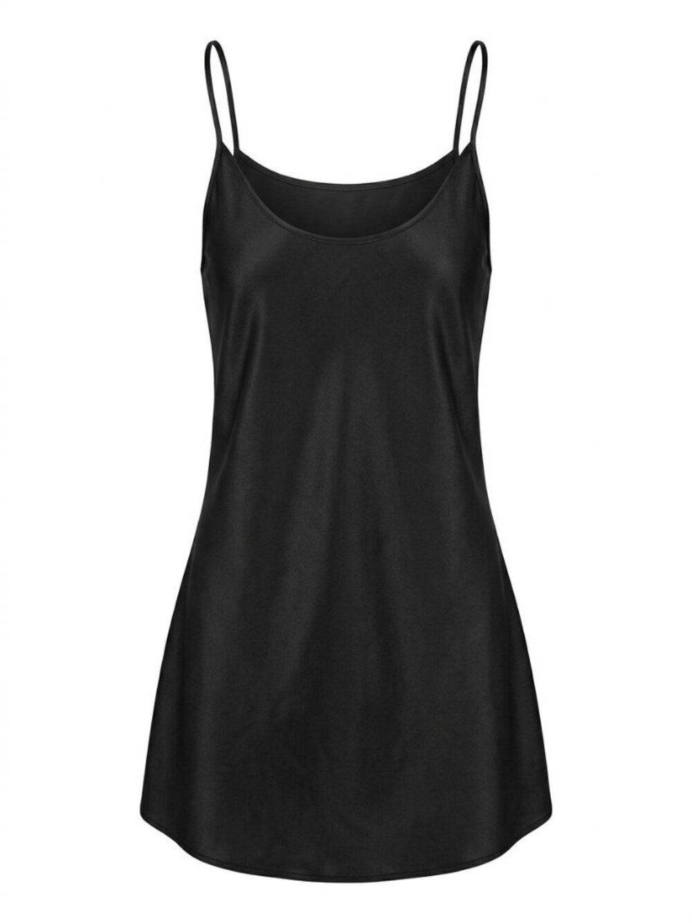 NWT iCollection Slip Dress Spaghetti Strap Chemise Nightgown Sz M Black 7853
